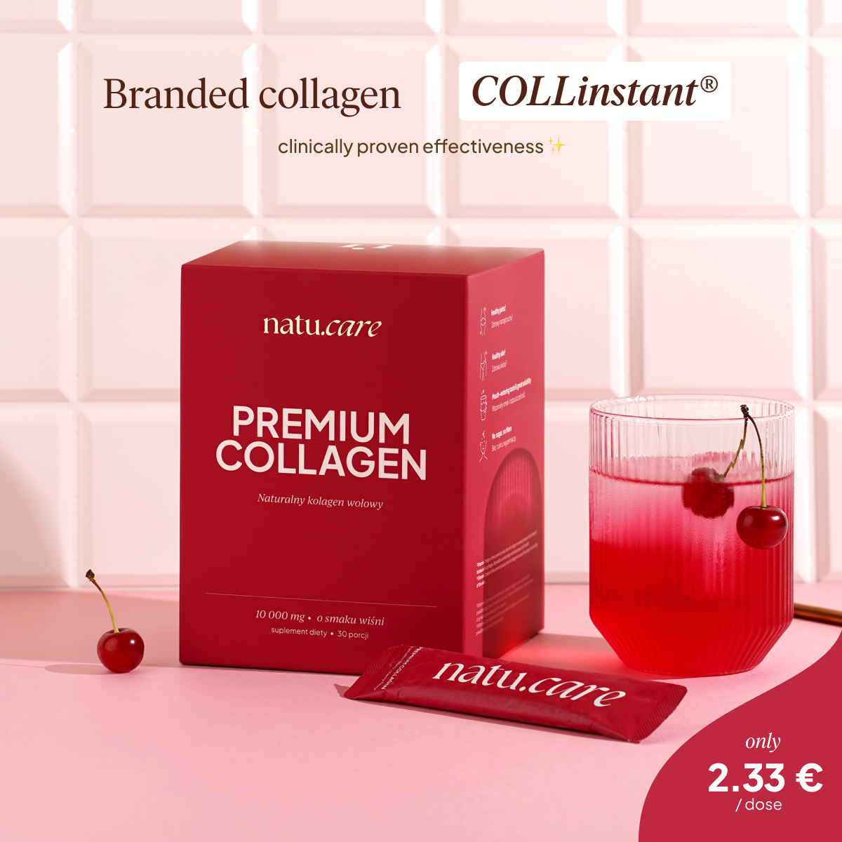 Premium Collagen Sport 10000 mg, Ciliegia: tester 3 bustine