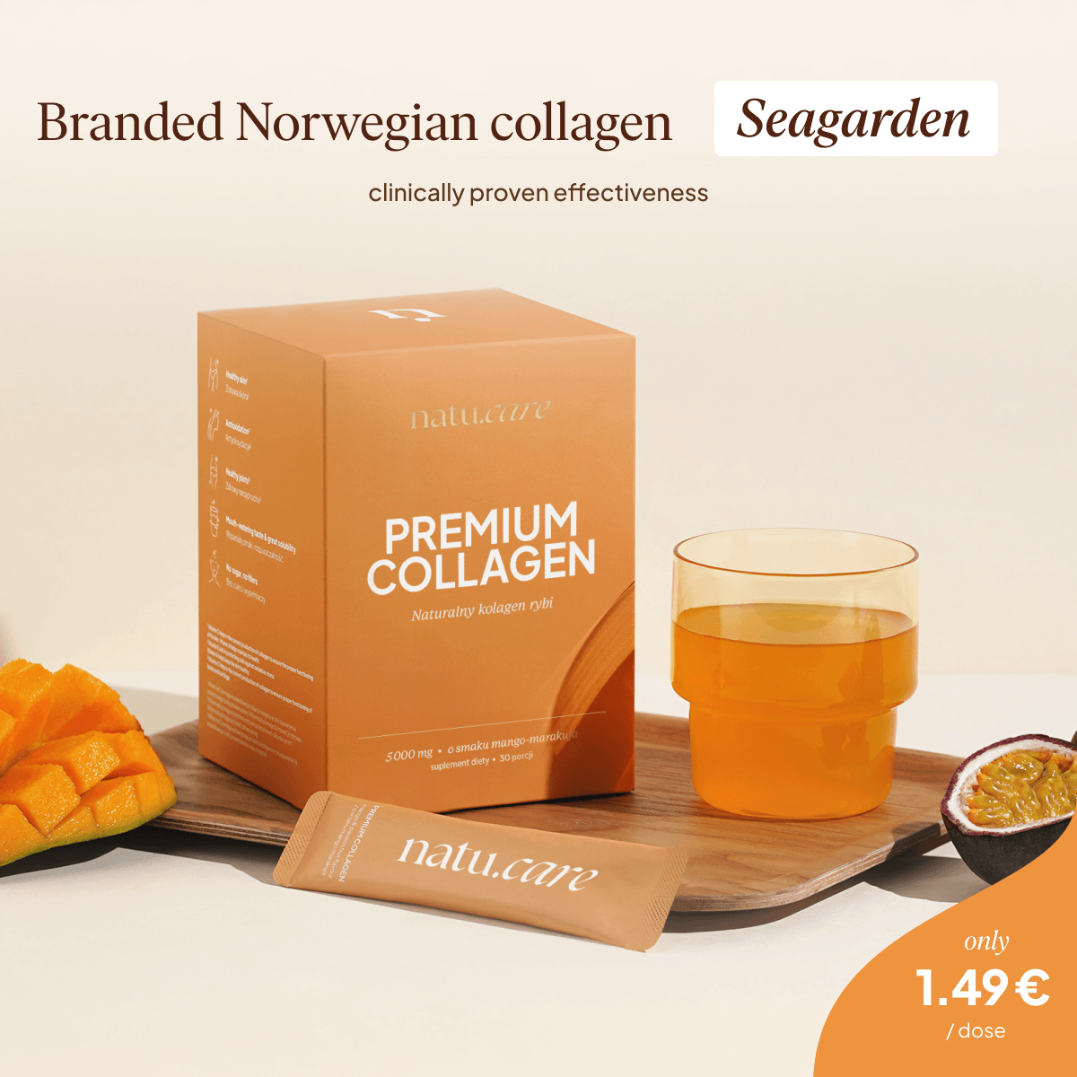 Premium Collagen Beauty 5000 mg, Mango-Passion Fruit