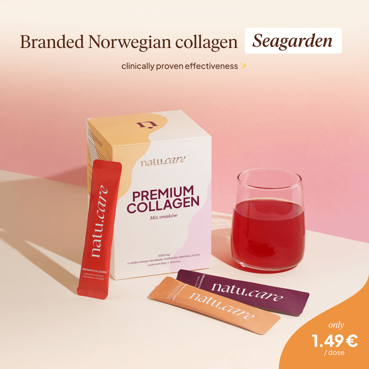 Premium Collagen Beauty 5000 mg, Mix 3 Flavors