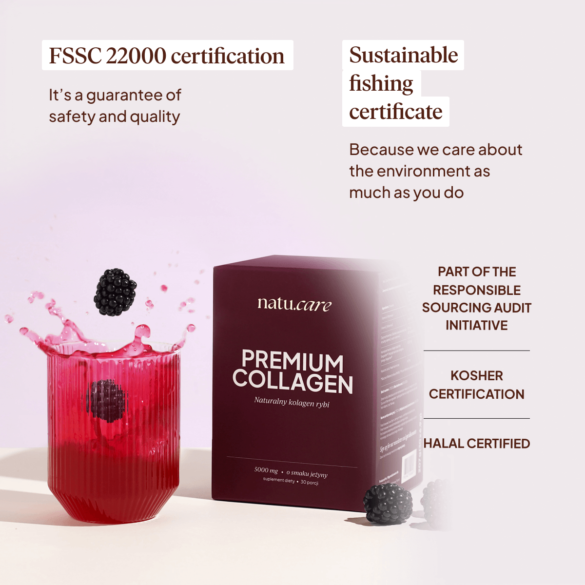 Premium Collagen Beauty 5000 mg, Blackberry: tester 3 sachets