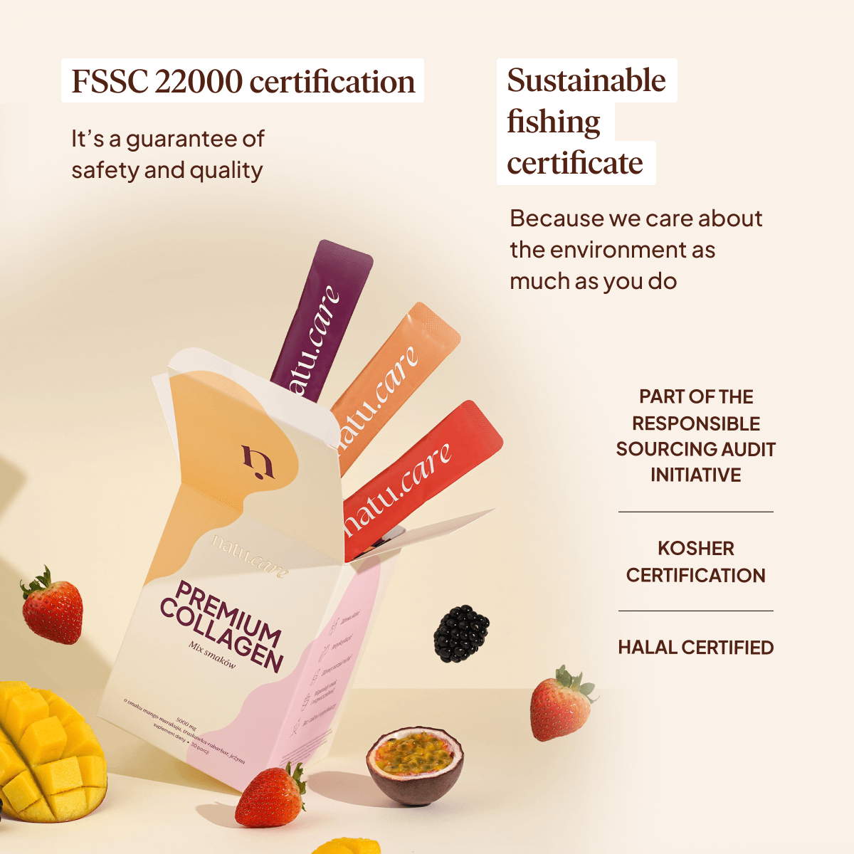 Premium Collagen Beauty 5000 mg, Mix 3 Flavors