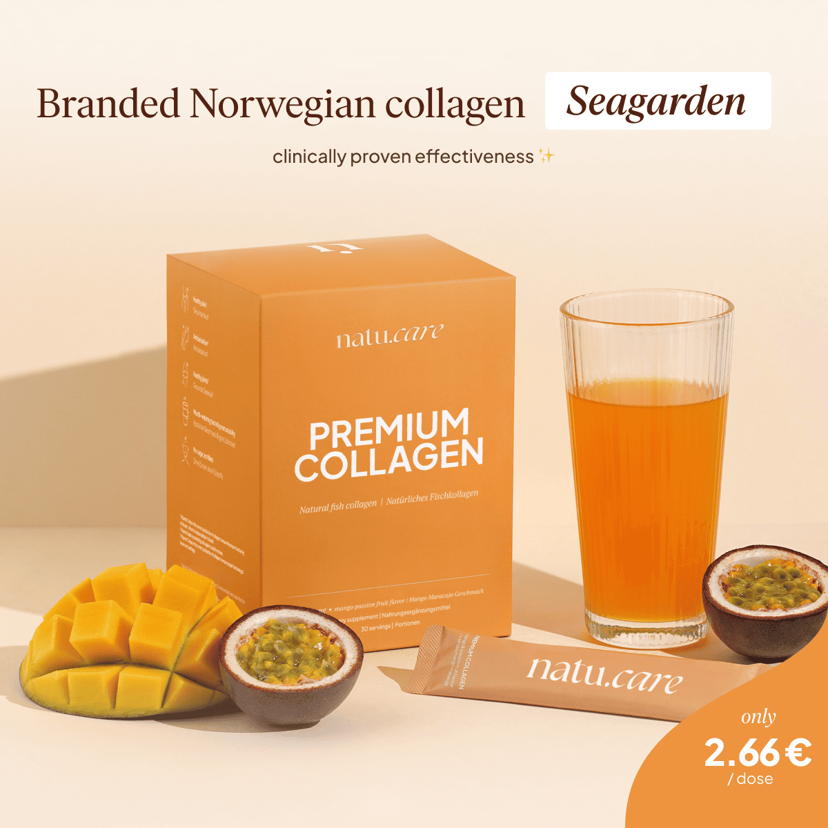 Premium Collagen Beauty 10000 mg, Mango-Passionsfrucht