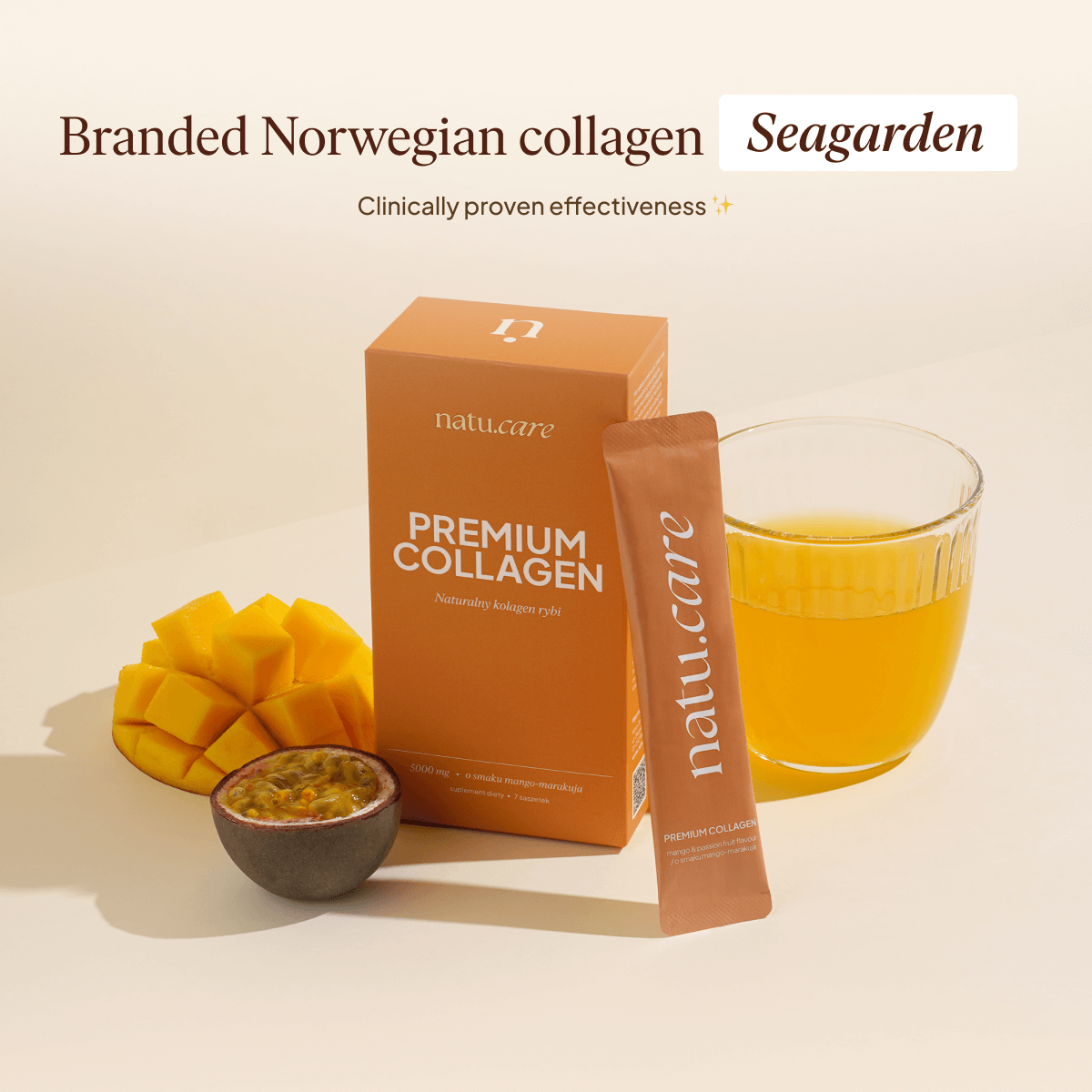 Premium Collagen Beauty 5000 mg, Mango-Frutto della passione: 7 bustine
