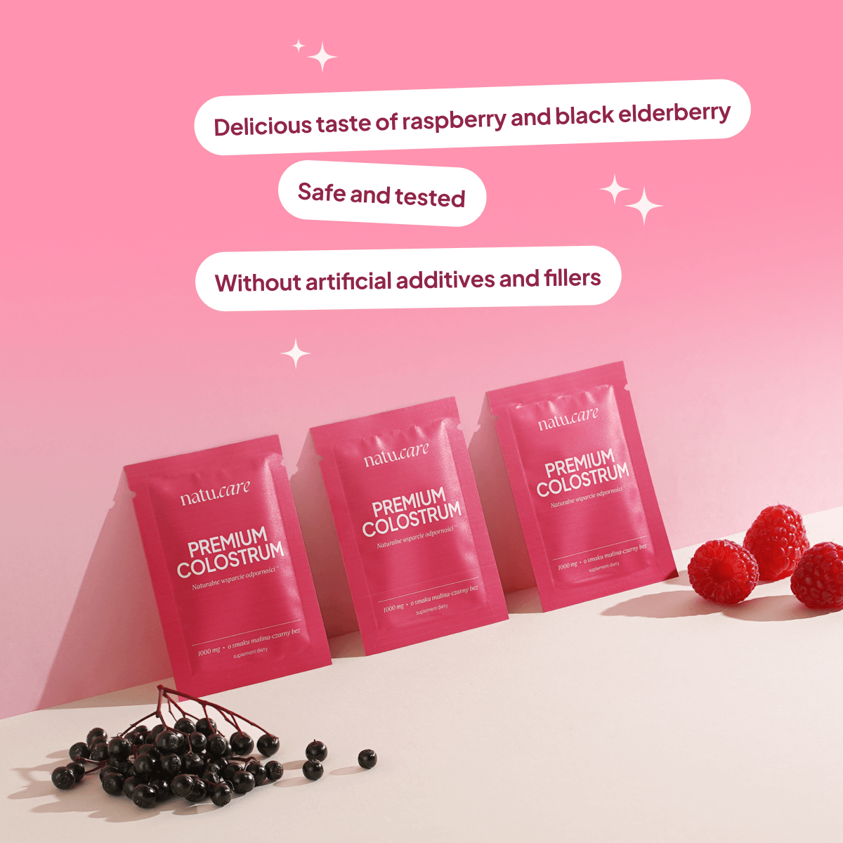 Premium Colostrum, Raspberry-Black Elderberry