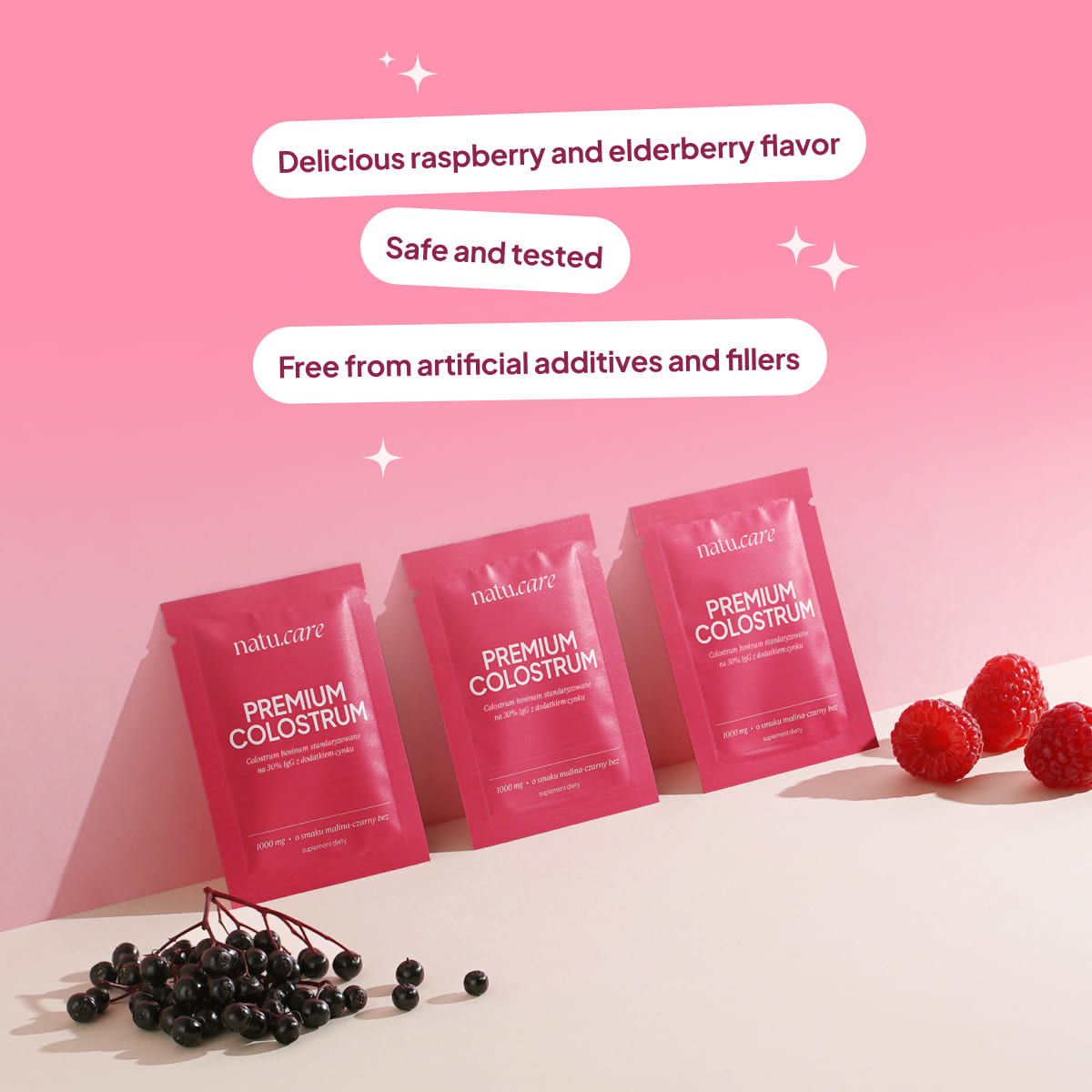 Premium Colostrum, Lampone-Sambuco nero